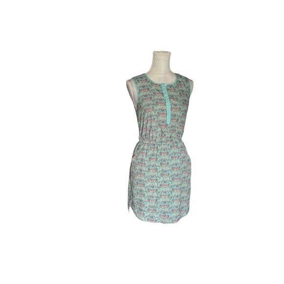 Forever 21 Floral Sleeveless Mint Green Dress With Buttons & Pockets Knee-Length - Picture 1 of 15